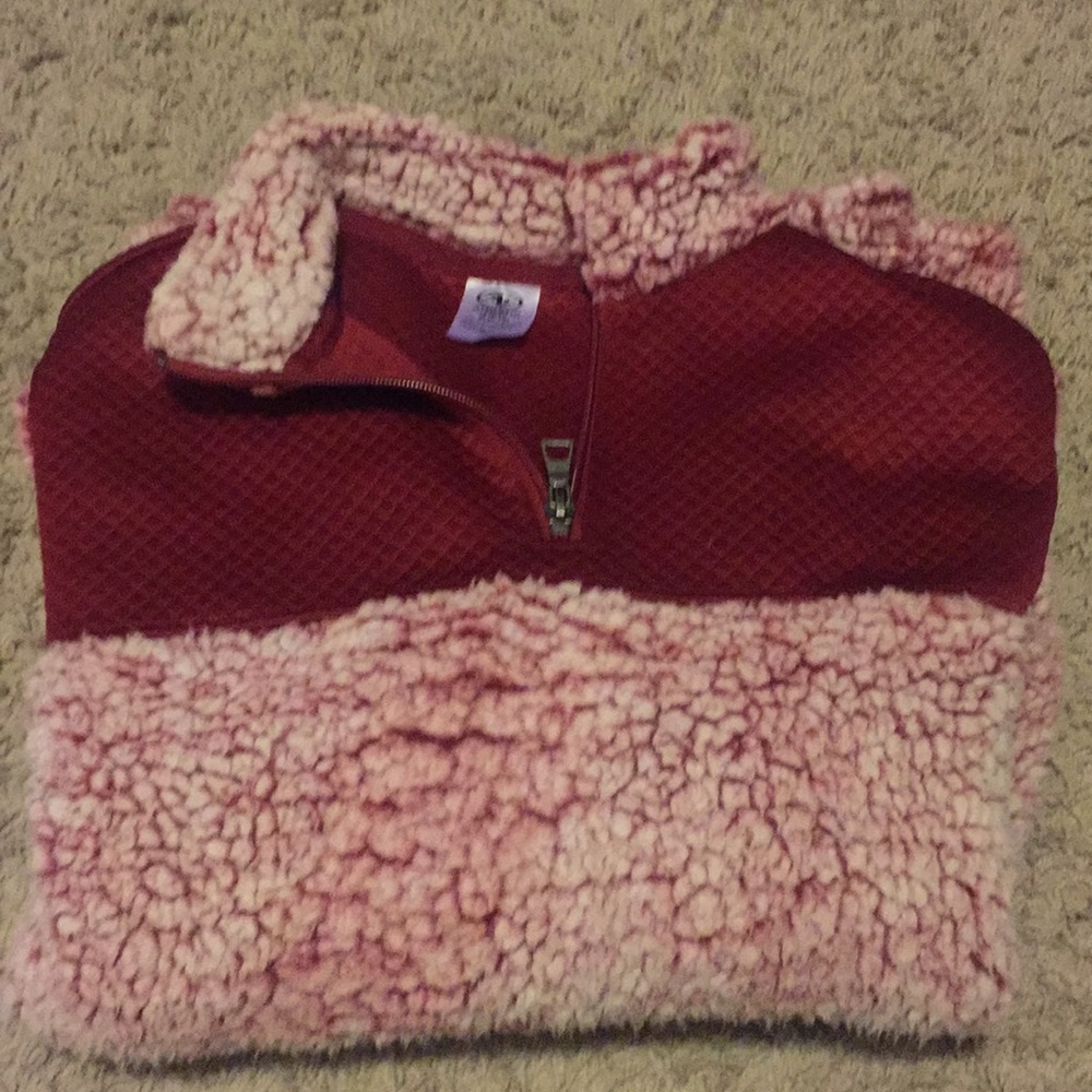 Athletic red Sherpa pullover